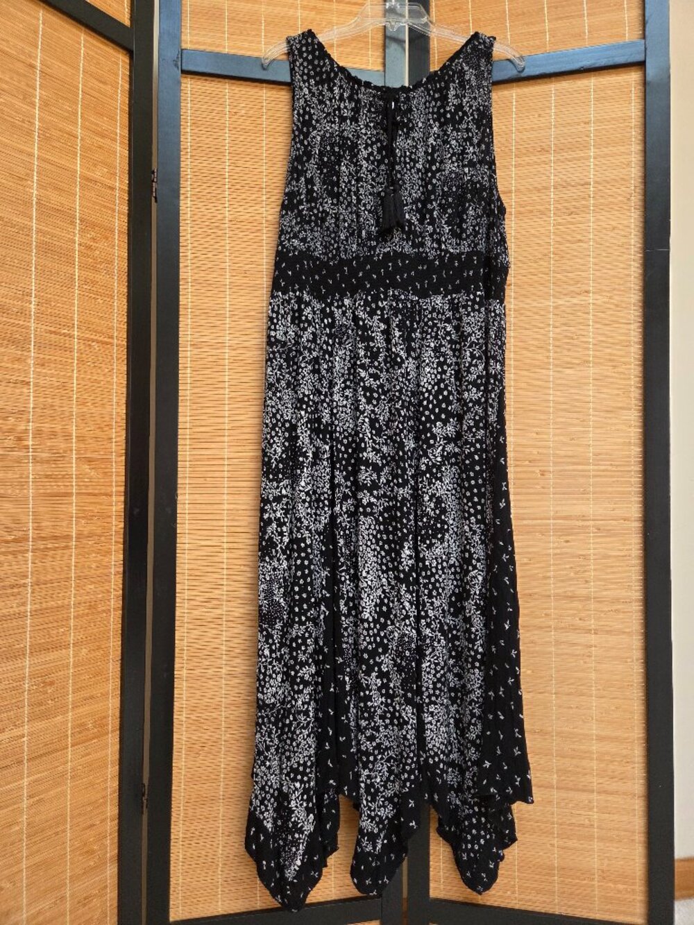 Bila Black & White Asymmetrical Floral Maxi Dress